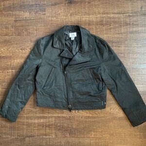 Vintage Armani Exchange (AX) Black Moto Jacket Size M Biker Style Zip Front